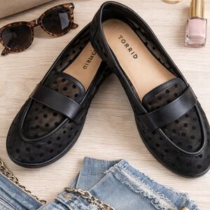 Torrid Black Polka Dot Mesh Penny Loafers